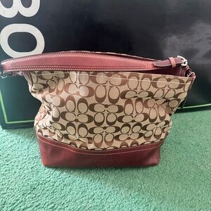 Coach Beige and Burgundy Tote